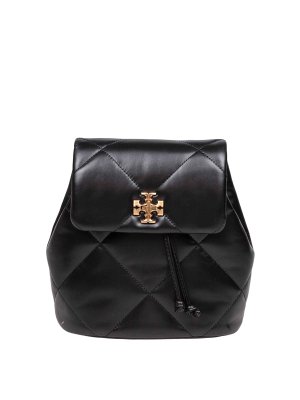 TORY BURCH: zaini - Mini Zaino Kira Diamond In Pelle Colore Nero