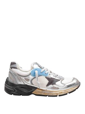 GOLDEN GOOSE: sneakers - Sneakers Dad-Star In Rete E Pelle Laminata