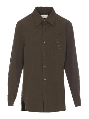 SAINT LAURENT: shirts - Green Shirt With Frontal Buttons Closure