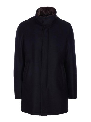 HERNO: cappotti corti - Coat nero con zip e pulsanti Chiusura