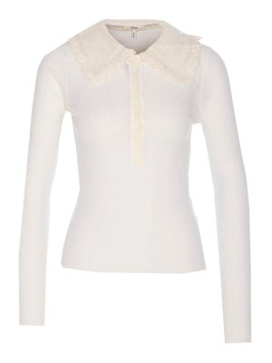 Tシャツ・カットソー SELF PORTRAIT Viscose top with lace inserts Self Portrait Top in viscose with lace inserts - White