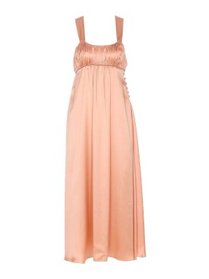 CHLOE': knee length dresses - Long Ruffled Sleeveless Silk Satin Dress