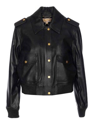 Michael Michael Kors: casual jackets - Black Leather Moto Jacket
