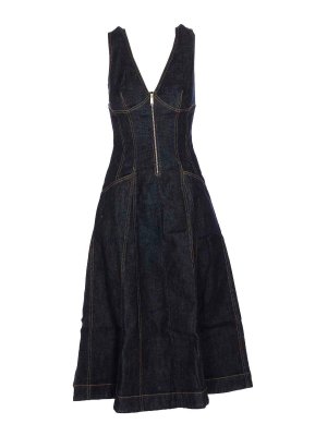 Self Portrait: knee length dresses - Denim Midi Dress
