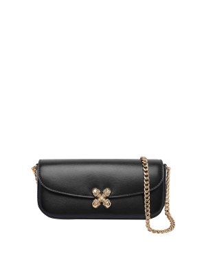 ALEXANDER MCQUEEN: cross body bags - Black Small Skull Flower Crossbody Bag