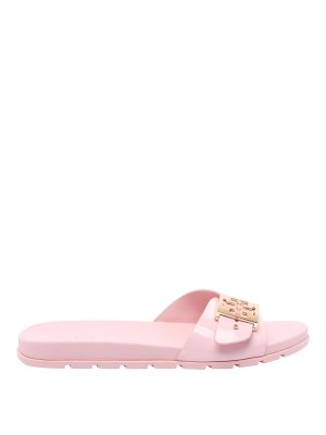 TORY BURCH: sandals - Pink Buckle Slide Sandals