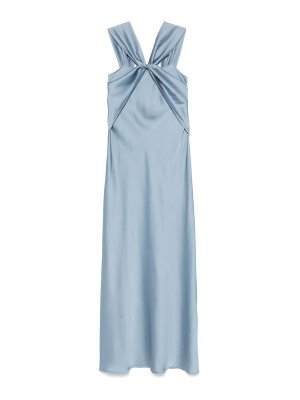 D.EXTERIOR: maxi dresses - Blue Long Dress With Draped Detailing