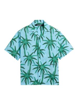 JACQUEMUS: shirts - Cotton Shirt With Blue And Green Pattern