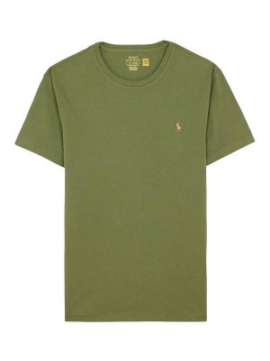 POLO RALPH LAUREN: t-shirt - T-shirt di cotone in verde militare con logo