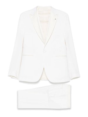 TAGLIATORE: completi da cerimonia - Cream Virgin Wool Single Breasted Abito