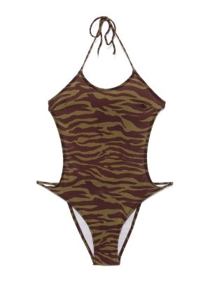 The Attico: one-piece - Dark Green and Dark Brown One-Piece Swimsuit