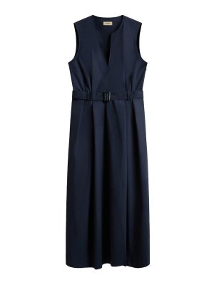 WOOLRICH: abiti al ginocchio - Abito midi di cotone blu blu scuro