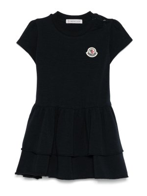 MONCLER: short dresses - Blue Short Dress In Cotton With Logo