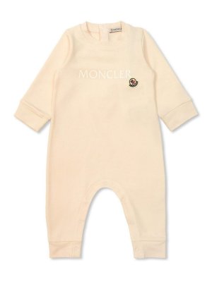 MONCLER: tute - Tuta rosa in cotone con logo