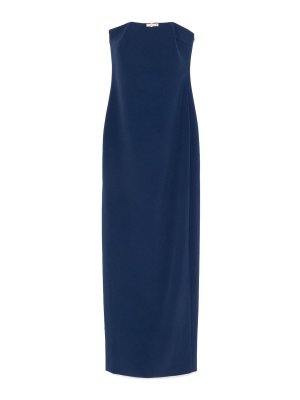 ELISABETTA FRANCHI: maxi dresses - Sheath Long Dress In Navy Blue