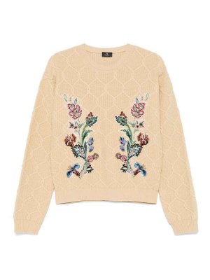 ETRO: crew necks - Beige Wool-Cashmere Blend Sweater