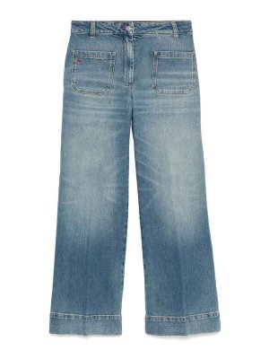 VICTORIA BECKHAM: jeans bootcut - Jeans allungati con patch logo
