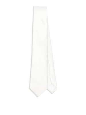 CORNELIANI: ties & bow ties - Solid Color Tie In Pearl White