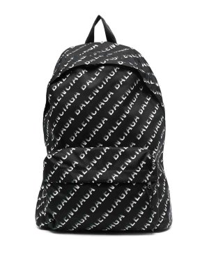 BALENCIAGA: backpacks - Black Backpack With Logo Print