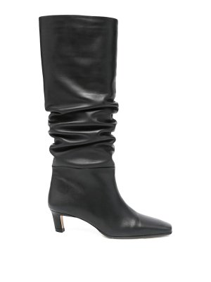 ロングブーツ THE ATTICO ROBIN OTK TIGHT HIGH BOOT (WSH00872PUR003AA 100) THE ATTICO Robin layered leather knee boots | NET-A-PORTER