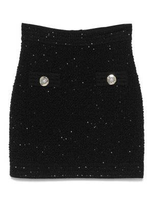 スカート Balmain Black Pencil Mini Skirt With Jew Balmain high-waisted Crepe Miniskirt | Black | FARFETCH