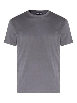 Courreges T-Shirt In Grey Cotton With Red Logo