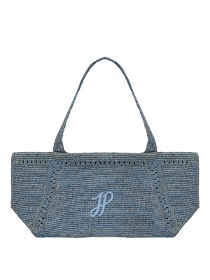 PATOU: totes bags - Large trapezio tote with JP monogram in Rafia