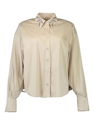 Tシャツ・カットソー BRUNELLO CUCINELLI 'Shiny Detail' shirt (MP601NB206 C350) Brunello Cucinelli logo-embroidered Cotton T-shirt | Blue
