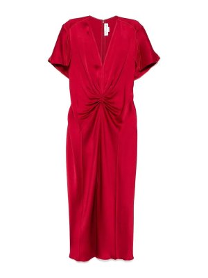Self Portrait Embroidered Midi Dress With Bow - Red | PF25013MR