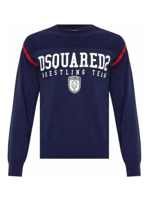 DSQUARED2: Suéteres con cuello pico - Suéter Cuello Redondo - Azul