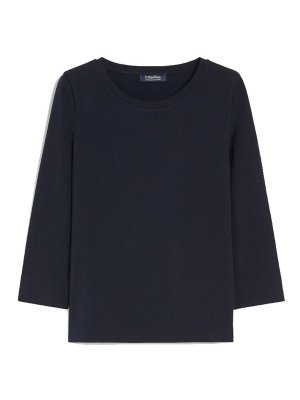 Max Mara: t-shirt - T-shirt con scollo da barca a maglia Durata