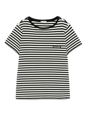 カナダページ⭐︎MONCLER モンクレール♡ストライプ Tシャツ ホワイト Moncler Enfant ストライプ Tシャツ | ホワイト | FARFETCH JP