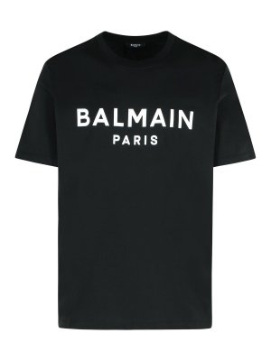 Balmain: t-shirts - Black Cotton T-Shirt