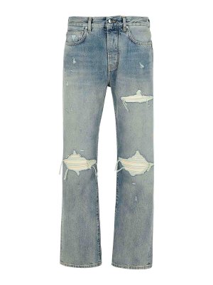 AMIRI: bootcut jeans - Mx1 Light Blue Cotton Jeans