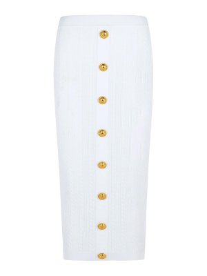 ミニスカート BALMAIN White viscose blend mini skirt (FF1LB039KI64 GAB) Balmain Mini skirt in viscose mixed - White | FF1LB039KI64GAB