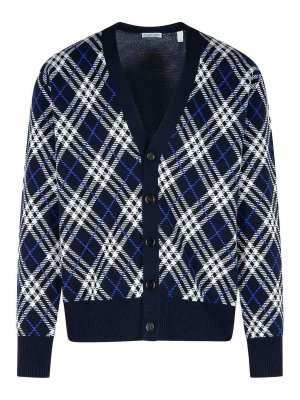 BURBERRY: cardigans - George Blue Wool Cardigan