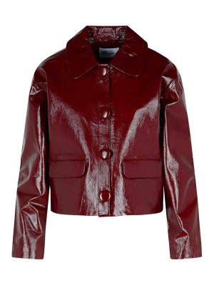Self Portrait: Vestes en cuir - Blouson En Cuir - Rouge Brun