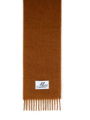 Marni: scarves - Brown Brushed Alpaca Blend Scarf With Fringes