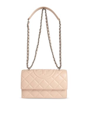 TORY BURCH: cross body bags - Fleming Small Pink Leather Crossbody Bag