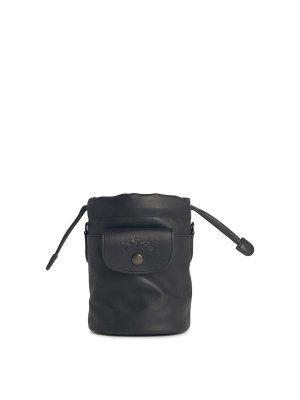 LONGCHAMP: cross body bags - Le Pliage Black Leather Bucket Bag