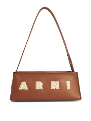 Marni: cross body bags - Museo Baguette Bag In Brown Leather