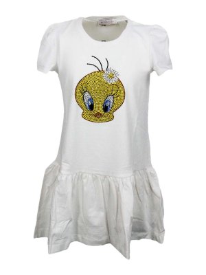 MONNALISA: ニーレングスドレス - 膝丈ドレス - 白