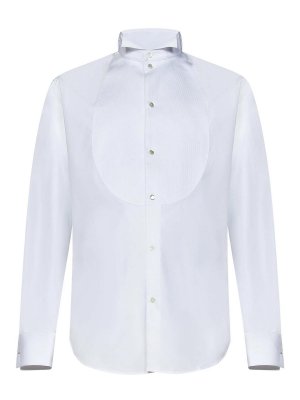 EMPORIO ARMANI: shirts - White Cotton Poplin Tuxedo Shirt