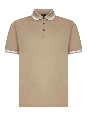 EMPORIO ARMANI: polo shirts - Sand Cotton Polo Shirt