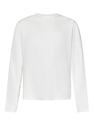 JIL SANDER: crew necks - Long-Sleeved White Cotton Jersey