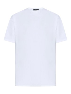 LOW BRAND: t-shirts - Crewneck White Stretch Cotton Crepe  T-Shirt