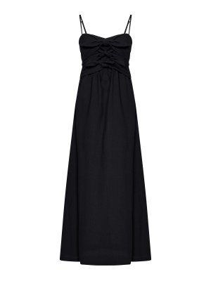 m.s.g.m.: maxi dresses - Long Black Textured Stretch Cotton Dress