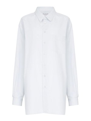 Maison Margiela: shirts - Oversized Light Blue Cotton Shirt