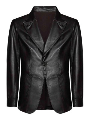 FRANZESE COLLECTION: blazers - Leather Single-Breasted Blazer
