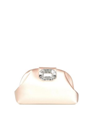 AMINA MUADDI: clutches - Camelia Champagne Satin Clutch